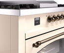 ILVE Nostalgie II 60-Inch Dual Fuel Freestanding Range with Removable Griddle in Antique White with Bronze Trim (UP60FSNMPAWB)