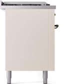 ILVE Nostalgie II 60-Inch Dual Fuel Freestanding Range with Removable Griddle in Antique White with Bronze Trim (UP60FSNMPAWB)