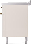 ILVE Nostalgie II 60-Inch Dual Fuel Freestanding Range with Removable Griddle in Antique White with Bronze Trim (UP60FSNMPAWB)