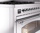 ILVE Nostalgie II 48-Inch Dual Fuel Freestanding Range with Removable Griddle in Stainless Steel with Chrome Trim (UP48FNMPSSC)