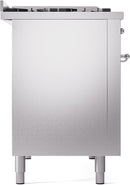 ILVE Nostalgie II 48-Inch Dual Fuel Freestanding Range with Removable Griddle in Stainless Steel with Chrome Trim (UP48FNMPSSC)