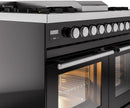 ILVE Professional Plus II 40-Inch Freestanding Dual Fuel Range with 6 Sealed Burner and Removable Griddle in Glossy Black (UPD40FWMPBK)