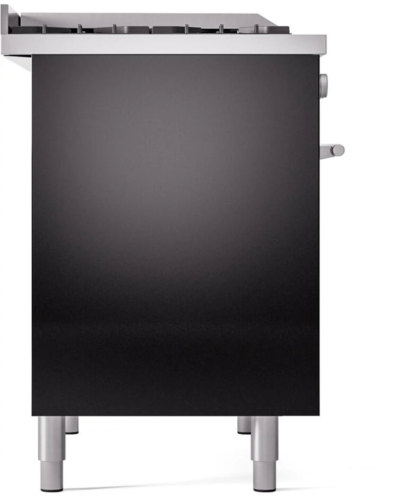ILVE Professional Plus II 40-Inch Freestanding Dual Fuel Range with 6 Sealed Burner and Removable Griddle in Glossy Black (UPD40FWMPBK)