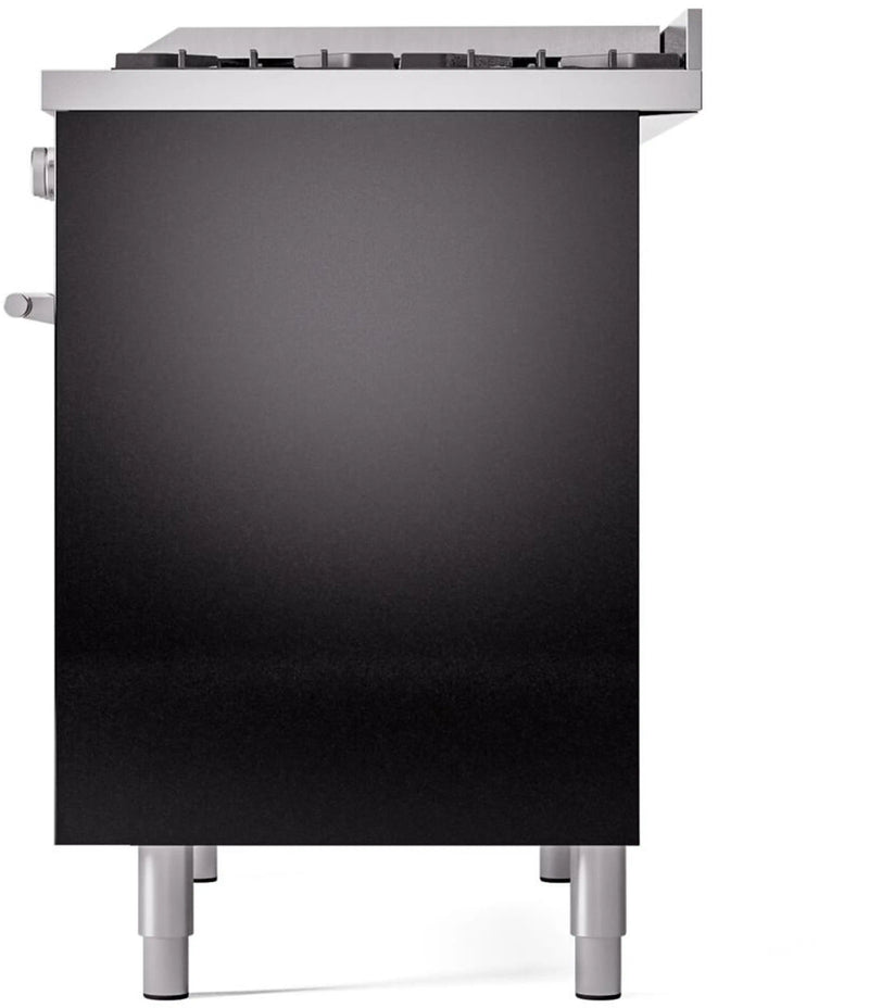 ILVE Professional Plus II 40-Inch Freestanding Dual Fuel Range with 6 Sealed Burner and Removable Griddle in Glossy Black (UPD40FWMPBK)