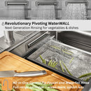 Forno Acqua 33-Inch Drop-In/Undermount 3 Level Workstation Sink with Faucet, Waterfall & Glass Rinser (E-ZP30)