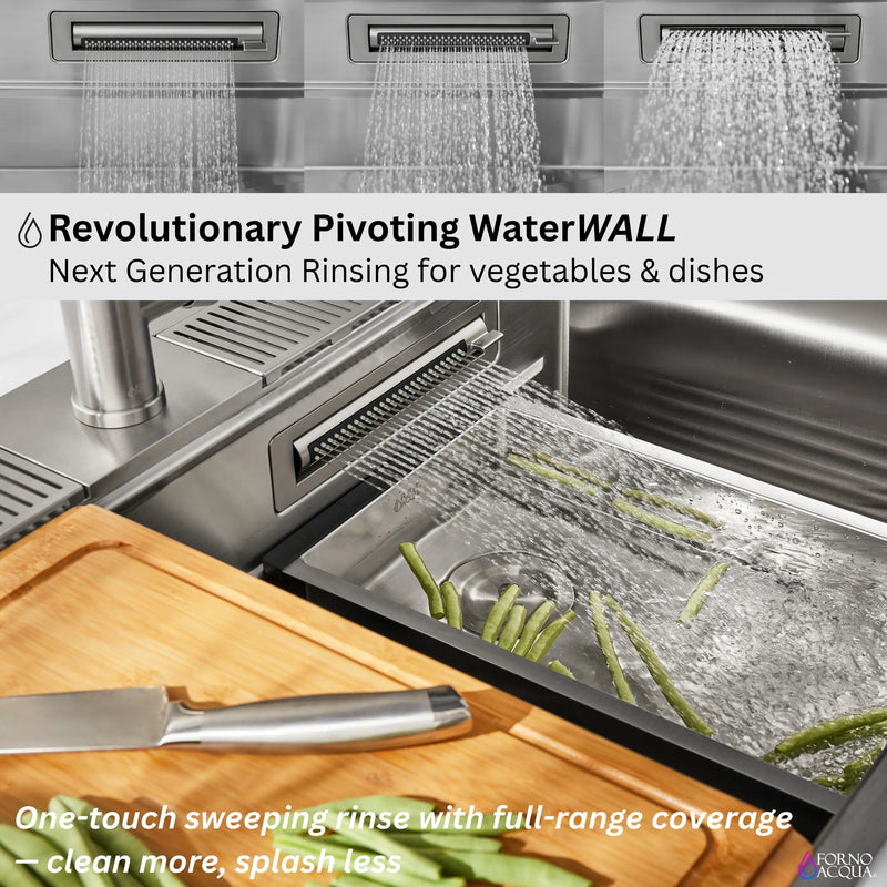 Forno Acqua 45-Inch Drop-In/Undermount 3-Level Workstation Sink with Two Faucets & Glass Rinser (J-WP30)