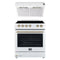 Forno Espresso 2-Piece Appliance Package - 30-Inch Electric Range with 5.0 Cu.Ft. Electric Oven and Under Cabinet Range Hood in White with Antique Brass Trim (FBDL-002-03CA)