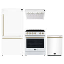 FORNO 4-Piece Appliance Package- 30-Inch Electric Range, Under Cabinet Range Hood, 31-Inch Refrigerator, and Built-In Dishwasher in White with Stainless Steel Trim (FBDL-006-03CA)