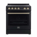 FORNO 4-Piece Appliance Package- 30-Inch Electric Range, Under Cabinet Range Hood, 31-Inch Refrigerator, and Built-In Dishwasher in Black with Stainless Steel Trim (FBDL-006-02CA)