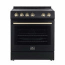 Forno 3-Piece Appliance Package - 30-Inch Leonardo Espresso Electric Range, Refrigerator, & Dishwasher in Black with Stainless Steel Handle (FBDL-007-02CA)