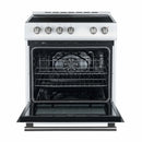 FORNO 4-Piece Appliance Package- 30-Inch Electric Range, Under Cabinet Range Hood, 31-Inch Refrigerator, and Built-In Dishwasher in White with Stainless Steel Trim (FBDL-006-03CA)