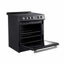FORNO 4-Piece Appliance Package- 30-Inch Electric Range, Under Cabinet Range Hood, 31-Inch Refrigerator, and Built-In Dishwasher in Black with Stainless Steel Trim (FBDL-006-02CA)