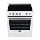 Forno Espresso 2-Piece Appliance Package - 30-Inch Electric Range with 5.0 Cu.Ft. Electric Oven and Refrigerator in White with Antique Brass Trim (FBDL-003-03CA)