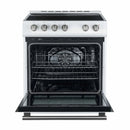 Forno Espresso 2-Piece Appliance Package - 30-Inch Electric Range with 5.0 Cu.Ft. Electric Oven and Under Cabinet Range Hood in White with Antique Brass Trim (FBDL-002-03CA)