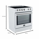 FORNO 4-Piece Appliance Package- 30-Inch Electric Range, Under Cabinet Range Hood, 31-Inch Refrigerator, and Built-In Dishwasher in White with Stainless Steel Trim (FBDL-006-03CA)
