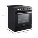 FORNO 4-Piece Appliance Package- 30-Inch Electric Range, Under Cabinet Range Hood, 31-Inch Refrigerator, and Built-In Dishwasher in Black with Stainless Steel Trim (FBDL-006-02CA)