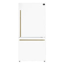 Forno Espresso 2-Piece Appliance Package - 30-Inch Electric Range with 5.0 Cu.Ft. Electric Oven and Refrigerator in White with Antique Brass Trim (FBDL-003-03CA)