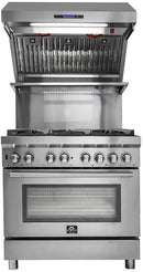 Forno 36-Inch 1200 CFM Wall Mount Ducted Range Hood with Baffle Filter and Red Light Warmer in Stainless Steel (FRHWM5029-36)