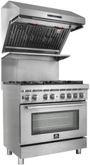 Forno 36-Inch 1200 CFM Wall Mount Ducted Range Hood with Baffle Filter and Red Light Warmer in Stainless Steel (FRHWM5029-36)