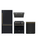 FORNO 4-Piece Appliance Package- 30-Inch Electric Range, Under Cabinet Range Hood, 31-Inch Refrigerator, and Built-In Dishwasher in Black with Stainless Steel Trim (FBDL-006-02CA)