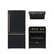 Forno Espresso 3-Piece Appliance Package - 30-Inch Electric Range with 5.0 Cu.Ft. Electric Oven, Refrigerator, and Under Cabinet Range Hood in Black with Antique Brass Trim (FBDL-001-02CA)