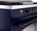 ILVE Nostalgie II 60-Inch Dual Fuel Freestanding Range with Removable Griddle in Midnight Blue with Bronze Trim (UP60FSNMPMBB)
