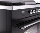 ILVE Nostalgie II 60-Inch Dual Fuel Freestanding Range with Removable Griddle in Glossy Black with Chrome Trim (UP60FSNMPBKC)