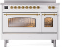 ILVE Nostalgie II 48-Inch Limited Edition Induction Range in White with Brass Trim (UPI486NMPWHG-LE)