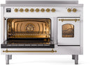 ILVE Nostalgie II 48-Inch Limited Edition Induction Range in White with Brass Trim (UPI486NMPWHG-LE)