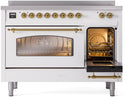 ILVE Nostalgie II 48-Inch Limited Edition Induction Range in White with Brass Trim (UPI486NMPWHG-LE)