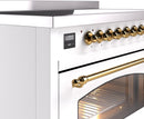 ILVE Nostalgie II 48-Inch Limited Edition Induction Range in White with Brass Trim (UPI486NMPWHG-LE)