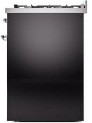 ILVE Nostalgie II 30-Inch Dual Fuel Freestanding Range in Glossy Black with Chrome Trim (UP30NMPBKC)