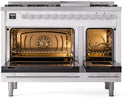ILVE 48-Inch Professional Plus II Freestanding Dual Fuel Range with 8 Sealed Burner and Removable Griddle in White (UP48FWMPWH)