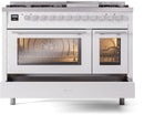 ILVE 48-Inch Professional Plus II Freestanding Dual Fuel Range with 8 Sealed Burner and Removable Griddle in White (UP48FWMPWH)