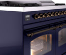 ILVE Nostalgie II 40-Inch Dual Fuel Freestanding Range with Removable Griddle in Midnight Blue with Bronze Trim (UPD40FNMPMBB)