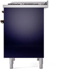 ILVE Nostalgie II 40-Inch Dual Fuel Freestanding Range with Removable Griddle in Midnight Blue with Bronze Trim (UPD40FNMPMBB)