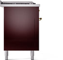 ILVE Nostalgie II 60-Inch Dual Fuel Freestanding Range with Removable Griddle in Burgundy with Brass Trim (UP60FSNMPBUG)