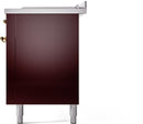 ILVE Nostalgie II 60-Inch Dual Fuel Freestanding Range with Removable Griddle in Burgundy with Brass Trim (UP60FSNMPBUG)