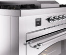ILVE Nostalgie II 60-Inch Dual Fuel Freestanding Range with Removable Griddle in Stainless Steel with Chrome Trim (UP60FSNMPSSC)