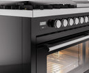 ILVE 48-Inch Professional Plus II Freestanding Dual Fuel Range with 8 Sealed Burner and Removable Griddle in Glossy Black (UP48FWMPBK)
