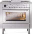 ILVE Professional Plus II 36-Inch Freestanding Dual Fuel Range with 6 Sealed Burner with Removable Griddle in Stainless Steel (UP36FWMPSS)