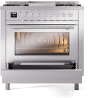 ILVE Professional Plus II 36-Inch Freestanding Dual Fuel Range with 6 Sealed Burner with Removable Griddle in Stainless Steel (UP36FWMPSS)