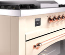 ILVE Nostalgie II 60-Inch Dual Fuel Freestanding Range with Removable Griddle in Antique White with Copper Trim (UP60FSNMPAWP)