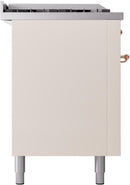 ILVE Nostalgie II 60-Inch Dual Fuel Freestanding Range with Removable Griddle in Antique White with Copper Trim (UP60FSNMPAWP)