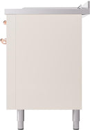 ILVE Nostalgie II 60-Inch Dual Fuel Freestanding Range with Removable Griddle in Antique White with Copper Trim (UP60FSNMPAWP)