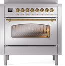 ILVE Nostalgie II 36-Inch Limited Edition Induction Range in Stainless Steel with Brass Trim (UPI366NMPSSG-LE)