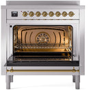 ILVE Nostalgie II 36-Inch Limited Edition Induction Range in Stainless Steel with Brass Trim (UPI366NMPSSG-LE)