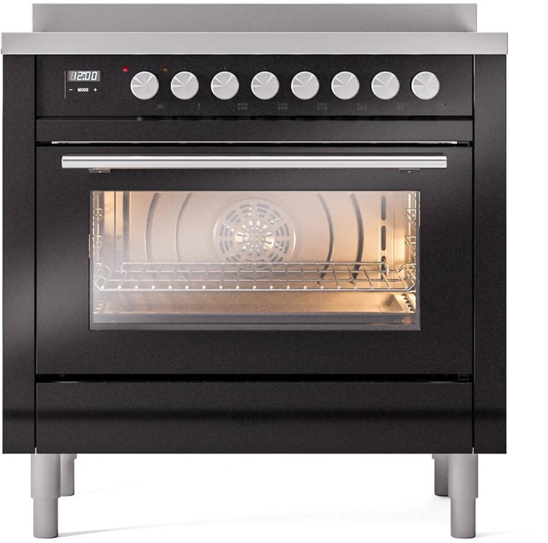 ILVE Professional Plus II 36-Inch Induction Range in Glossy Black (UPI366WMPBK)