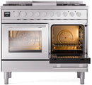 ILVE Professional Plus II 40-Inch Freestanding Dual Fuel Range with 6 Sealed Burner and Removable Griddle in Stainless Steel (UPD40FWMPSS)