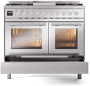 ILVE Professional Plus II 40-Inch Freestanding Dual Fuel Range with 6 Sealed Burner and Removable Griddle in Stainless Steel (UPD40FWMPSS)